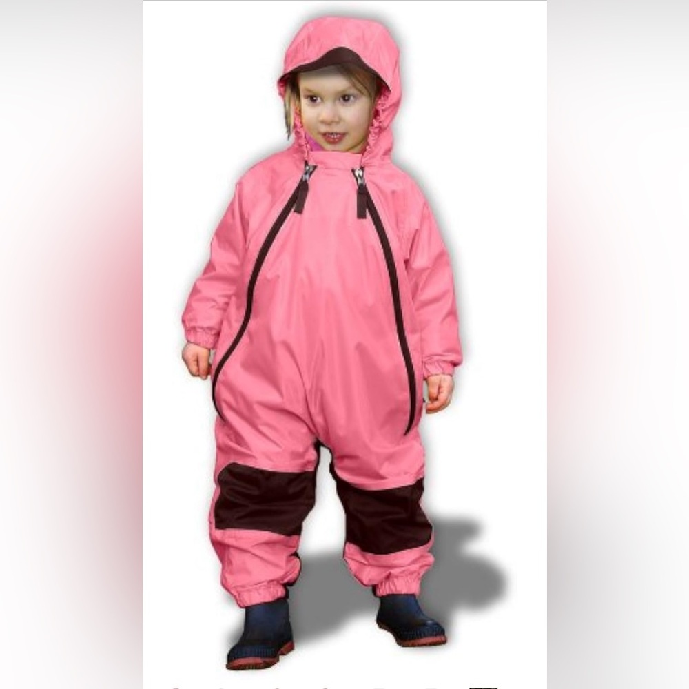 Tuffo Muddy Buddy Hooded Rainsuit Coverall Pink Size 18mo Waterproof Utility NWT